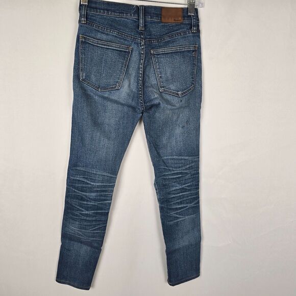 Madewell Jeans Women's 24 Blue 9" High Riser Skinny Skinny Medium Wash Distress - Picture 6 of 16